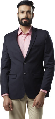 Raymond Solid Single Breasted Formal Men Blazer(Dark Blue)