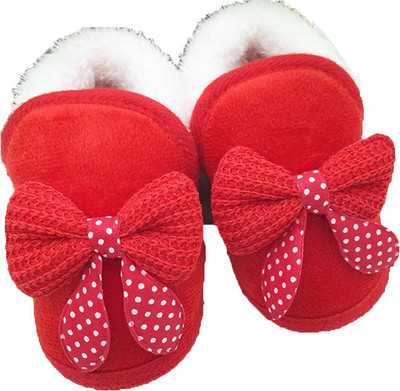 

Ziory Red and White Bow knot Cute Infant Girls Winter Warm Bow Snow Shoes Baby Soft Bottom Walker Crib Boots Toddler Booties Princess Infant Soft Slip-On Kid First Walkers Shoes for baby girls (6-10 months) Booties(Toe to Heel Length - 12 cm Red)