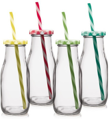 

Treo Potus Bottle Set, 300ml, Set of 4 1200 ml Sipper(Pack of 4, Clear), Black