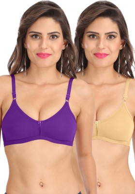 SONA M1020-MOOV-SKIN-90B Women T-Shirt Non Padded Bra(Purple, Beige)