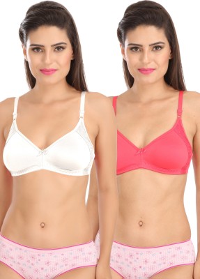 SONA SL-M1005-WHT-RANI-81C Women T-Shirt Non Padded Bra(White, Pink)