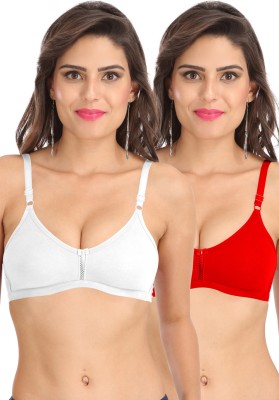 SONA M1020-WHITE-RED-85B Women T-Shirt Non Padded Bra(Red, White)