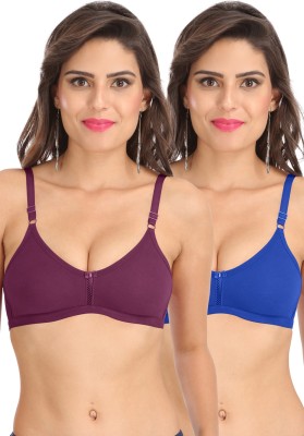 SONA M1020 Full Coverage Everyday Women T-Shirt Non Padded Bra(Purple, Blue)