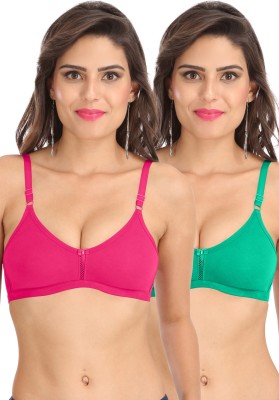 SONA M1020-PINK-S-GREEN-95D Women T-Shirt Non Padded Bra(Green, Pink)