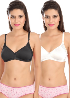 SONA SL-M1005-BLK-WHT-92C Women T-Shirt Non Padded Bra(White, Black)