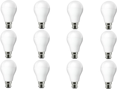 NIPSER 9 W Round B22 LED Bulb(White, Pack of 12)
