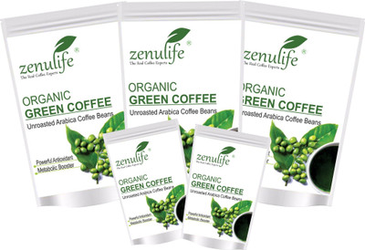 

zenulife Best Quality 100% Pure Organic Green Coffee Beans Decaffeinated & Unroasted For Weight Management 400 GM Beans Pack of 5 Instant Coffee 400(Pack of 5)