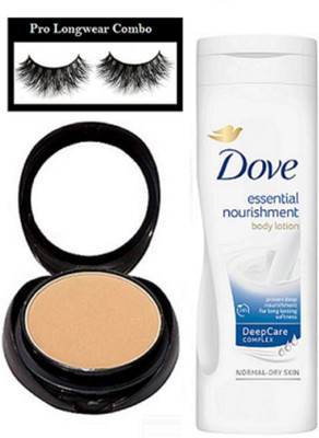 

pro longwear combo Eyelashes, Two Way Compact, Essential Nourishment Body Lotion(Set of 3)