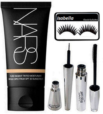 

ISABELLA Eyelashes & Nars Pure Radiant Tinted Moisture Foundation & Brooke Candy Eyeliner+Mascara(Set of 4)