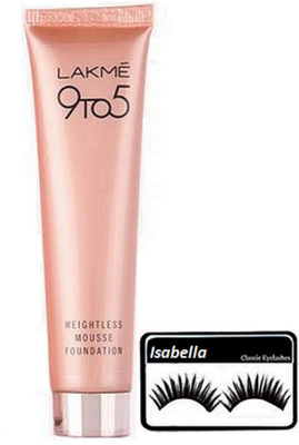 

ISABELLA Eyelashes & Lakme 9 to 5 Weightless Mousse Foundation(Set of 2)