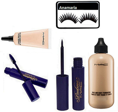 

anamaria Eyelashes & Mac Select Cover Up Concealer & Padma Eyeliner & mascara & Face&Body Foundation(Set of 5)