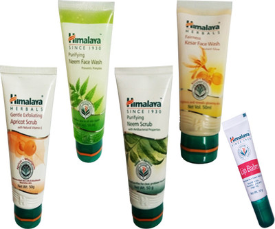 

Himalaya Gentle Apricot 50 g & Purifying Neem Scrub With Face Wash 50 ml Or Fairness Kesar Face Wash (50 ml) With Lip Care Balm ( Set Of 5)(Set of 1)