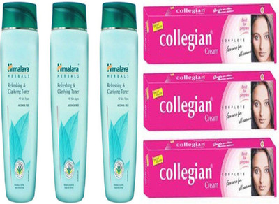 

Himalaya Refreshing & Clarifying Toner 100 ml pack 3 with Collegian Ayurvedic Collegian Cream for All Types of Skin Problem, 20g (Dark Red) (60gm) (set of 6)(Set of 6)