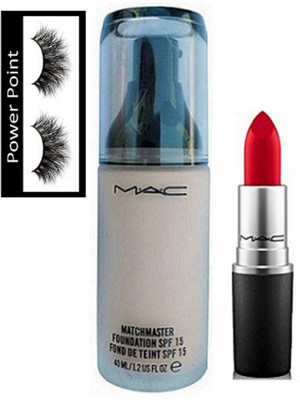 

POWER POINT Eyelashes, Match Master SPF15 Make-Up Foundation & Lipstick(Set of 3)