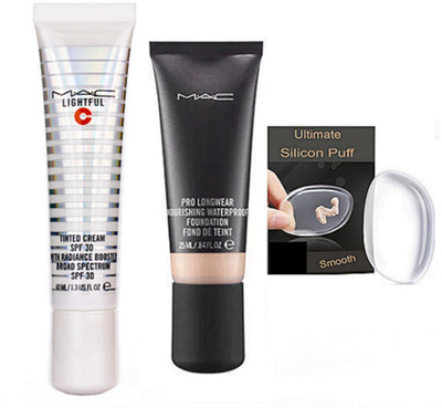 

Ultimate Silicon Puff With Pro longwear Foundation & Lightfull Tinted Cream SPF 30(Set of 3)
