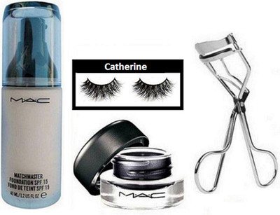 

catherine eyelashes, mac matchmaster foundation, gel eyeliner with eyelashes curler(Set of 4)