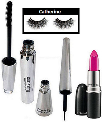 

catherine eyelashes, brook candy eyeliner and mascara, finish matte lipstick(Set of 4)
