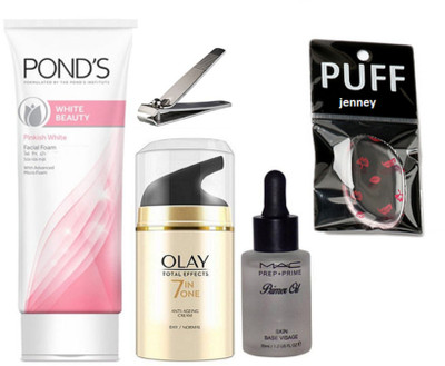 

jenney Silicon Puff & Ponds Face Wash & Olay Cream & NAil Cutter & Primer Oil(Set of 5)