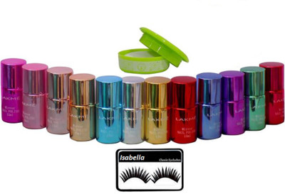 

ISABELLA Eyelashes & Lakme Miror Nail Paint & Nail Paint Remover(Set of 14)