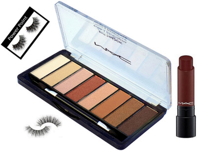 

POWER POINT eyelashes 2, Mac Transparent 8 Shade Palette, Mac Long Lasting Lipstick Caver 3 gm(Set of 4)