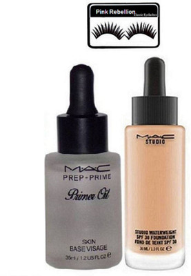 

Pink rebellion Eyelashes & Studio Waterweight Foundation & Prep+Prime primer Oil(Set of 3)