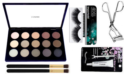 

Importedd Eyelashes With 15 Shade Eye Shadow Palette,Eye Makeup Brush 2,Eyelashes Curler,Eyelashes Glue(Set of 6)