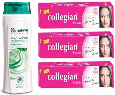 

Himalaya Aloe and Cucumber Refreshing Body Lotion (100 ml) with Collegian Ayurvedic Collegian Cream for All Types of Skin Problem, 20g (Dark Red) (60 gm) (set of 4)(Set of 4)