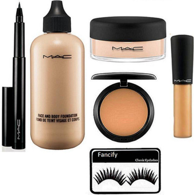 

fancify Eyelashes&Mac Pen Eyeliner,Face&Body Foundation,Mineralize Concealer,Compact,Loose Powder(Set of 6)