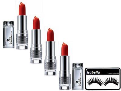 

ISABELLA Eyelashes & Lakme Enrich Lipstick (Pack Of 4)(Set of 5)