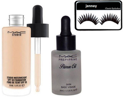 

jenney Eyelashes with Studio Waterweight Foundation and Prep + prime Oil Primer(Set of 3)