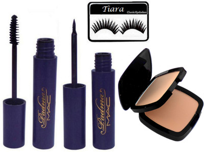 

tiara Eyelashes, Padma Eyeliner &Mascara,Studio Fix compact(Set of 4)