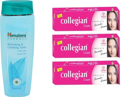 

Himalaya refreshing toner (100 ml) with collegian Ayurvedic Cream all type of skin 20g x 3 (60g) (set of 4)(Set of 4)