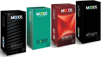 Moods Rbbed all night ultra thin and dotted pack of( 4, 48S) Condom(Set of 4, 12S)