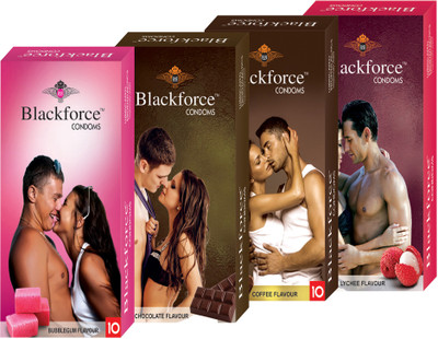 BLACKFORCE BUBBLEGUM , CHOCOLATE , COFFEE AND LYCHEE Condom(Set of 4, 40S)