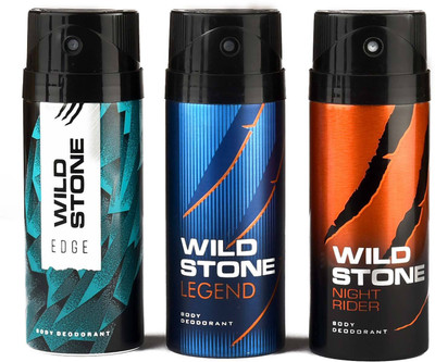 

Wild Stone Night Rider and Legend Deodorant Spray - For Men(450 ml, Pack of 3)