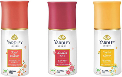 

Yardley London Royal Bouquet And London Rose And English Blossom Pack of 3 Deodorant Roll-on - For Women(50 ml, Pack of 3)
