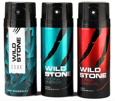 

Wild Stone Hydra Energy and Ultra Sensual Deodorant Spray - For Men(450 ml, Pack of 3)