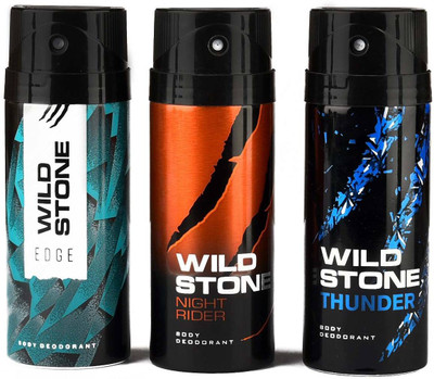 

Wild Stone Edge,Night Rider and Thunder Deodorant Spray - For Men(450 ml, Pack of 3)