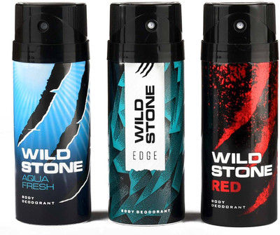 

Wild Stone Aquafresh and Red Deodorant Spray - For Men(450 ml, Pack of 3)