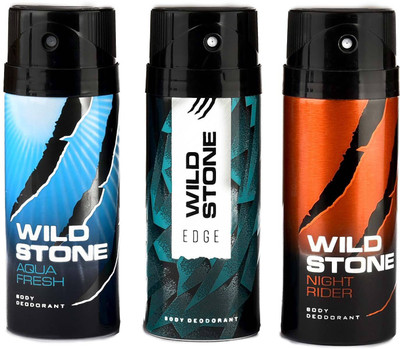 

Wild Stone Edge,Aquafresh and Night Rider Deodorant Spray - For Men(450 ml, Pack of 3)