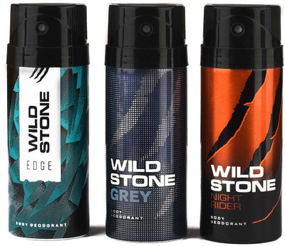 

Wild Stone Edge,Grey and Night Rider Deodorant Spray - For Men(450 ml, Pack of 3)