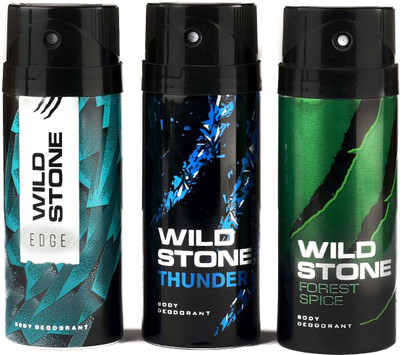 

Wild Stone Edge,Forest Spice and Thunder Deodorant Spray - For Men(450 ml, Pack of 3)