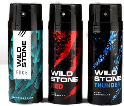 

Wild Stone Edge,Red and Thunder Deodorant Spray - For Men(450 ml, Pack of 3)