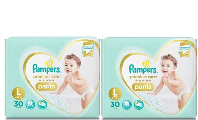 

Pampers Premium Care L 30+30 Pant Diaper - L(2 Pieces)