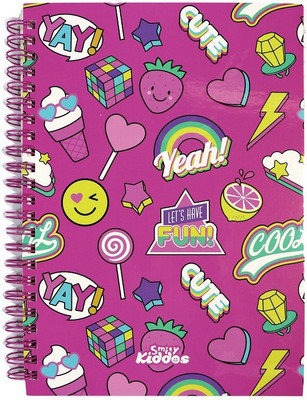 smily kiddos Cute A5 Note Book Lined Notebook 80 Pages(Pink)