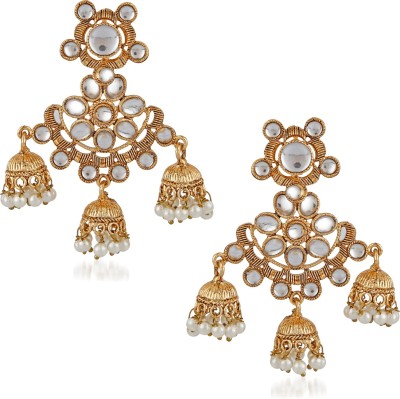 MEENAZ Traditional Jewellery Gold Plated Stylish Wedding Bridal Kundan Pearl Jhumkaas / Jhumka / Jhumki Earrings for women/girls Diamond Copper, Brass Drops & Danglers, Jhumki Earring