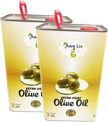 AWELIV EXTRA LIGHT (( Pack Of 2 )) Olive Oil Tin (2 x 2.5 L)
