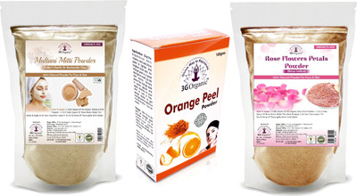 

3G Organic Multani Mitti Orange Peel Rose Petal 100% Organic Anti Ageing Fairness Face Pack(300 g)