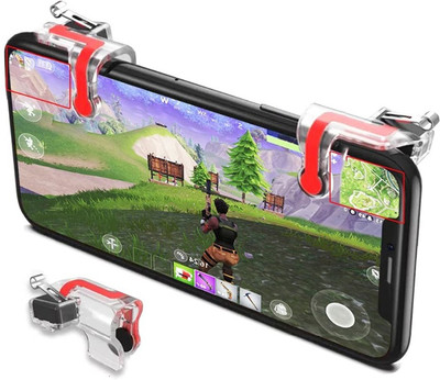 

KBOOM High Quality Universal Game Trigger Mobile Game Fire Button Aim Key Smart phone Gaming Trigger L1 R1 Shooter Controller Joystick Handle Gamedpad PUBG / Survival Rule / Arbor Output / Critical Ops / Clash Royale for 4.5-6.5inch Android iOS Mobile Pho