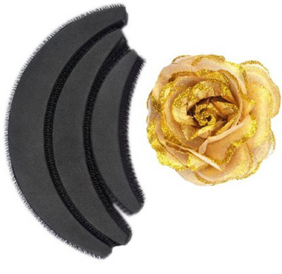

PELO Combo of Hair Accessories Puff Set with Rose Flower Hair Clip, Hair Accessories for Women Stylish, Hair Accessory Set (Black, Gold) Hair Accessory Set(Black, Gold)